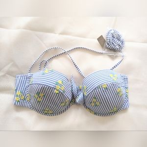 J Crew Seersucker Bikini Top